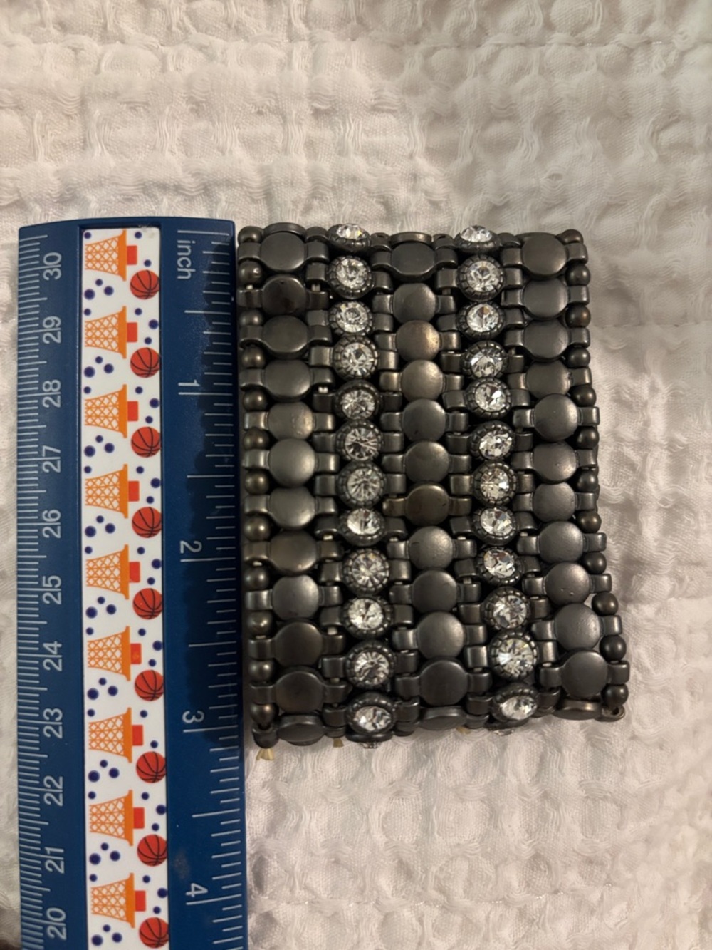 Arden B. Rhinestone Embellished Stretch Bracelet - Gunmetal - Picture 4 of 4